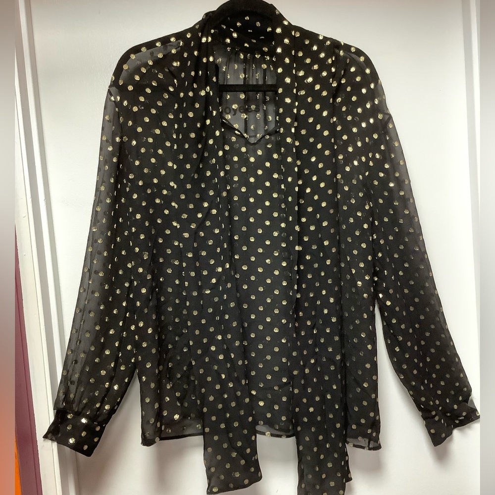 Prada Metallic Polka Dots Silk Blouse